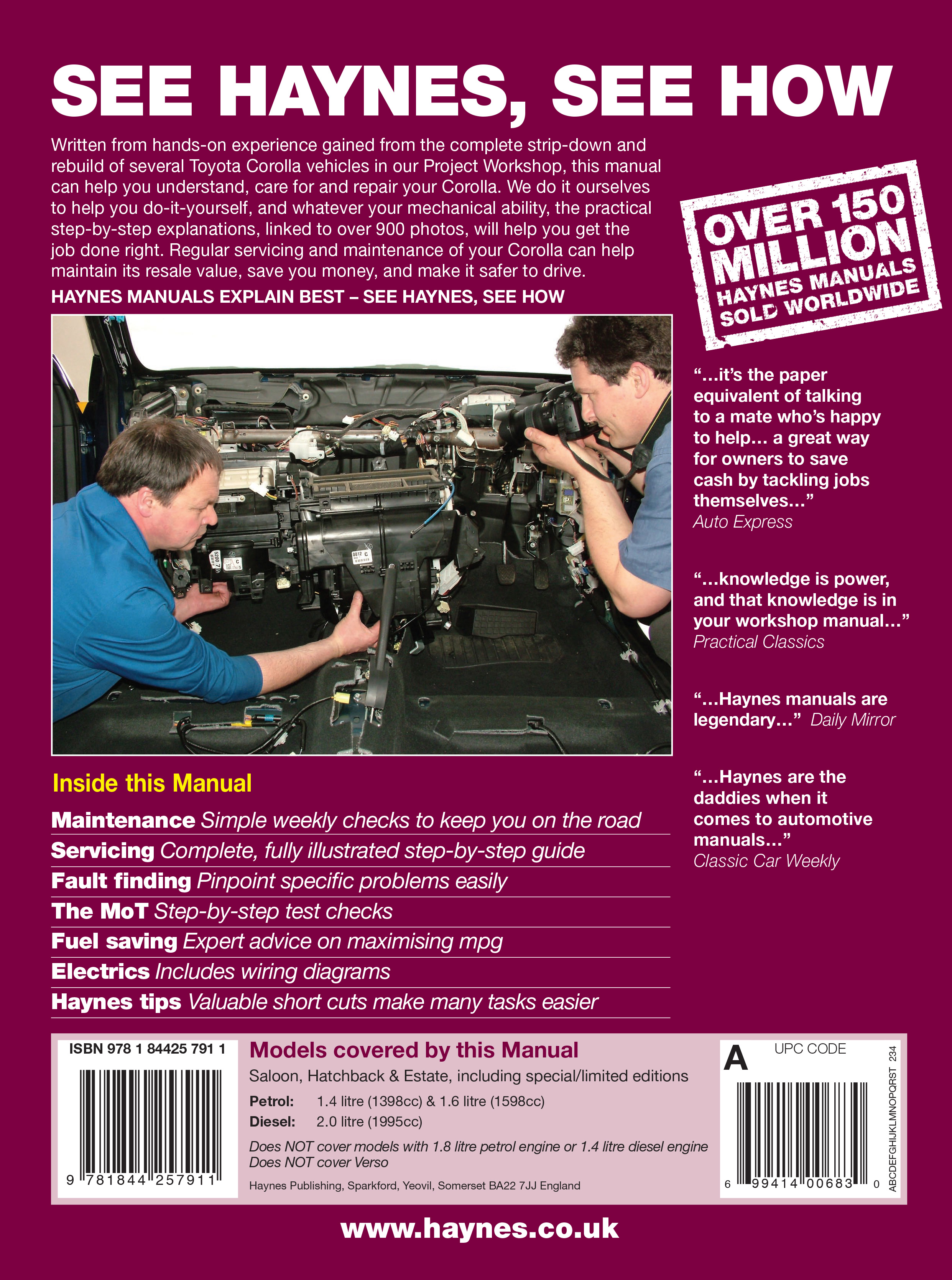 Toyota Corolla Haynes Repair Manuals Guides