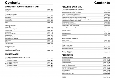 Manual de Haynes Citroen C15 van 1.0 1.1 gasolina 1.7 Diesel 89-98 F A S 3509