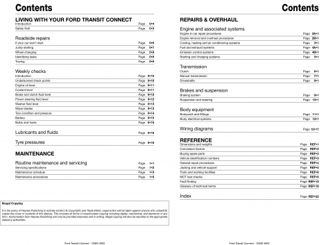 4903 Haynes Ford Transit Connect Diesel workshop manual 2002-2011 