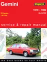 Holden Gemini (79 - 82) Gregorys Repair Manual