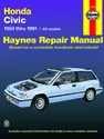 Honda Civic, Civic Si, (1984-1991) Haynes Repair Manual (USA)