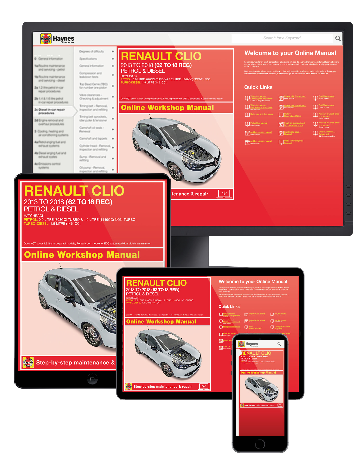 Haynes Manual Renault Clio 2013-2018 Petrol 1.5 6425 1.2 Turbo Diesel 0.9 
