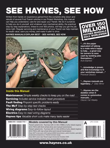 Haynes Ford Transit 2.0 2.4 Diesel inc Tourneo 2000-2006 Manual 4775 NEW 