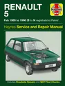 Renault 5 Petrol (Feb 85 - 96) Haynes Repair Manual