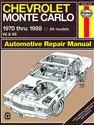 Chevrolet Monte Carlo (1970-1988) petrol Haynes Repair Manual (USA)