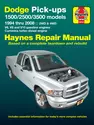 Dodge full-size pick-ups inc. 1500/2500/3500 (1994-2008) with V6, V8 & V10 petrol & Cummins turbo-diesel, 2WD & 4WD Haynes Repair Manual (USA)