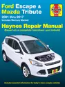 Ford Escape & Mazda Tribute (2001-2017). inc. Mercury Mariner (2005 - 2011) Haynes Repair Manual (USA)