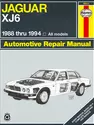 Jaguar XJ6, Vanden Plas & Sovereign (1988-1994) Haynes Repair Manual (USA)