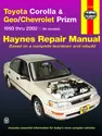 Toyota Corolla & Geo/Chevrolet Prizm (1993-2002) Haynes Repair Manual (USA)