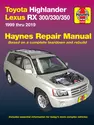 Toyota HighLander (2001-2019) & Lexus RX 300/330/350 (1999-2019) Haynes Repair Manual (USA)