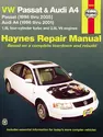 Volkswagen VW Passat (1998-2005) & Audi A4 1.8L turbo & 2.8L V6 (1996-2001) Haynes Repair Manual (USA)