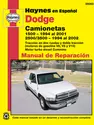 Dodge Camionetas Haynes Manual de Reparación: 1500 (1994 al 2001) y 2500/3500 (1994 al 2002). Versiones con tracción en dos ruedas y doble tracció (motores de gasolina V6, V8 y V10, y motor turbo diesel cummins) (edición española)