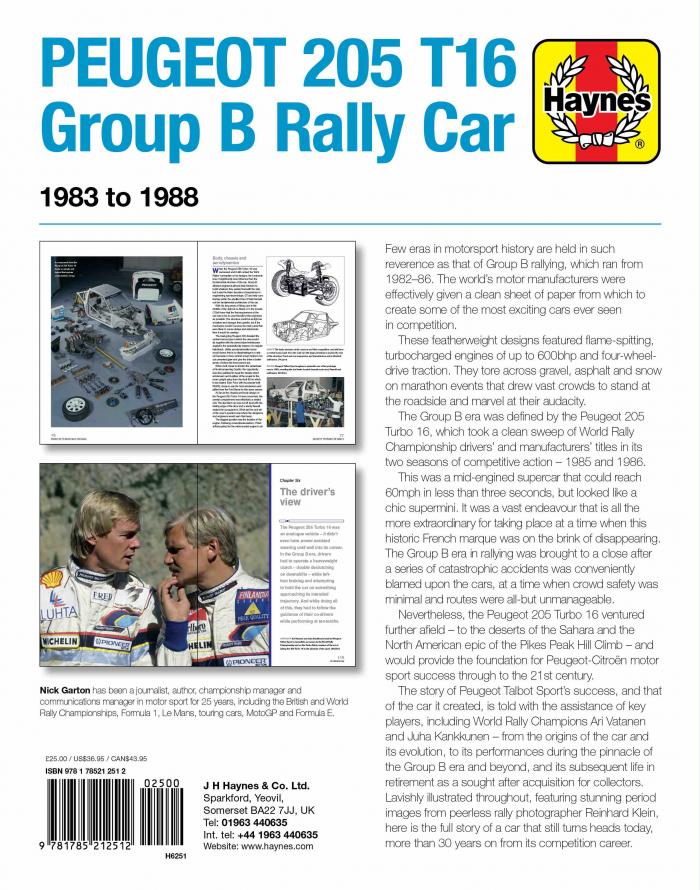 Peugeot 205 T16 Group B Rally Car Enthusiasts' Manual