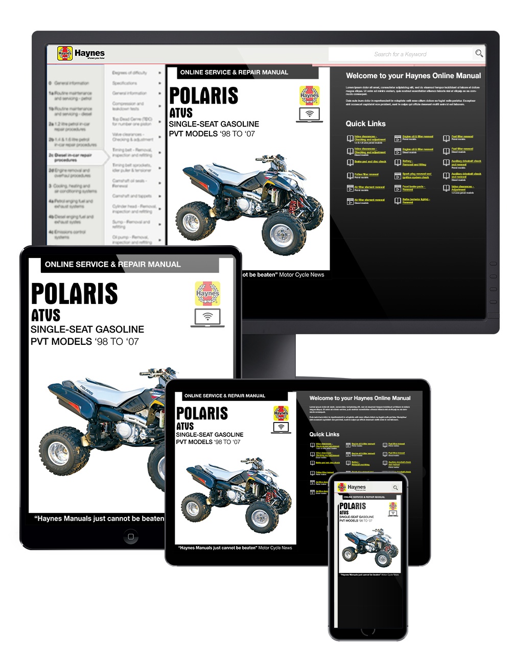 Genuine Haynes Workshop Manual Polaris all 250 to 800cc models 1998-2007 