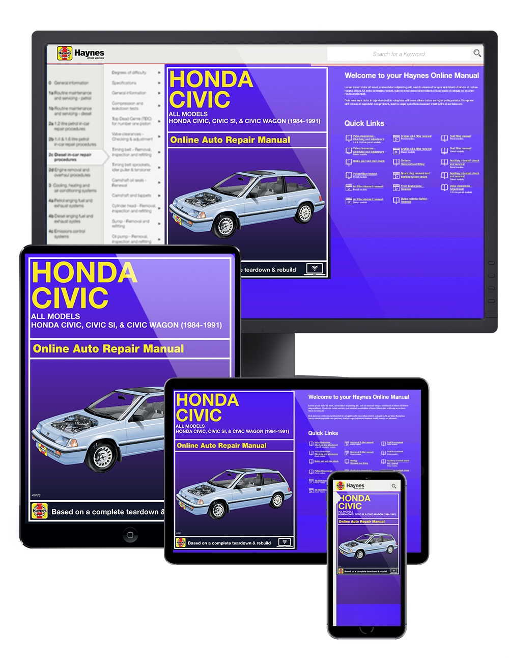 Repair Manual Book Honda Civic 84-91 Owners Shop Engine 