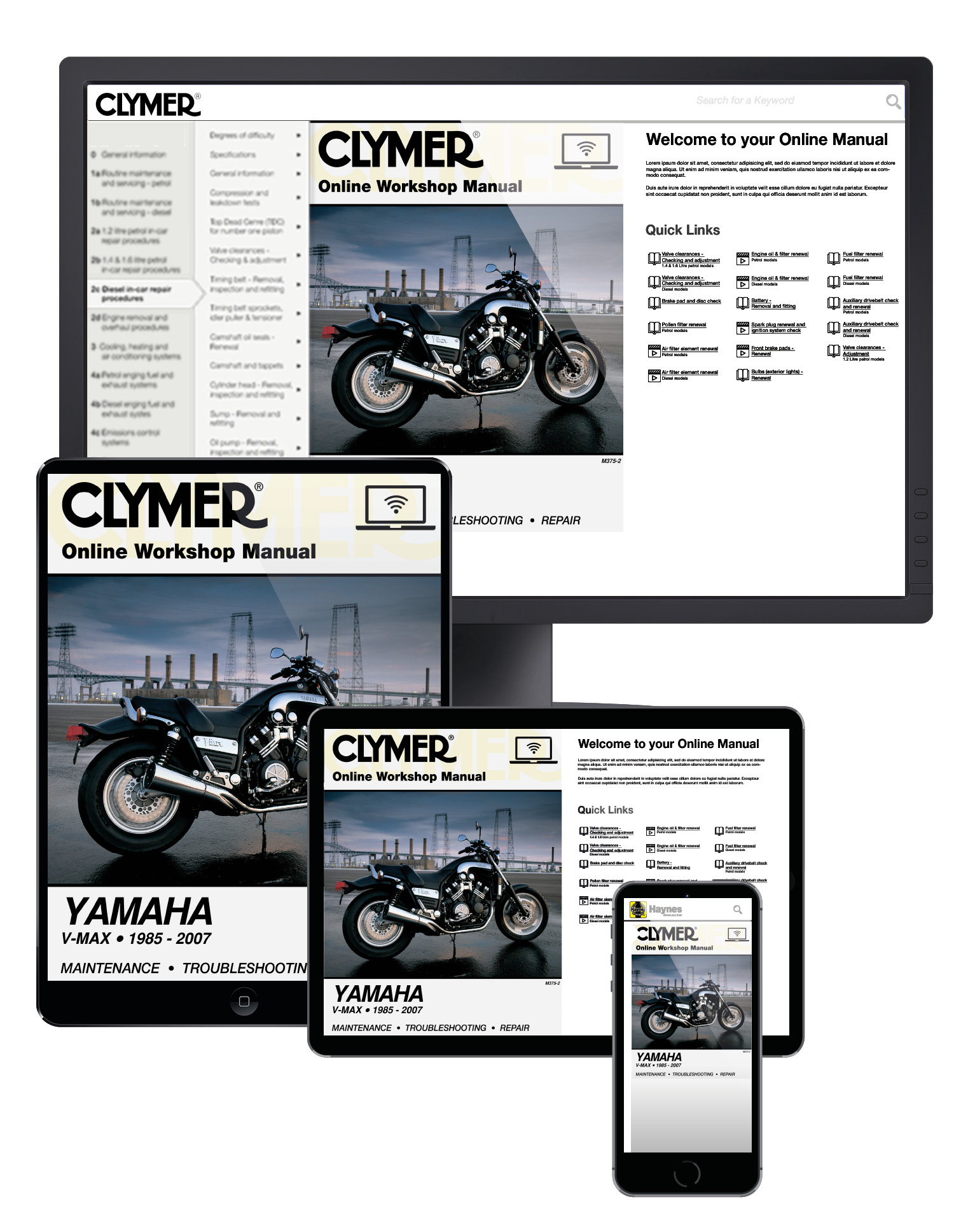 Clymer Workshop Manual Yamaha V-Max VMX12 Motorbike 1985-2007 Service Repair 