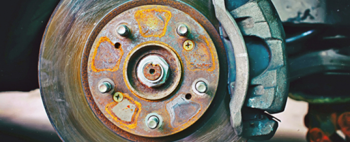 Rusty Rotor and worn brake disc