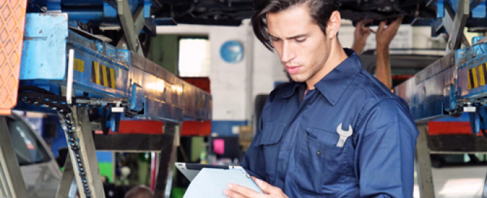 Mechanic inspects state inspection checklist