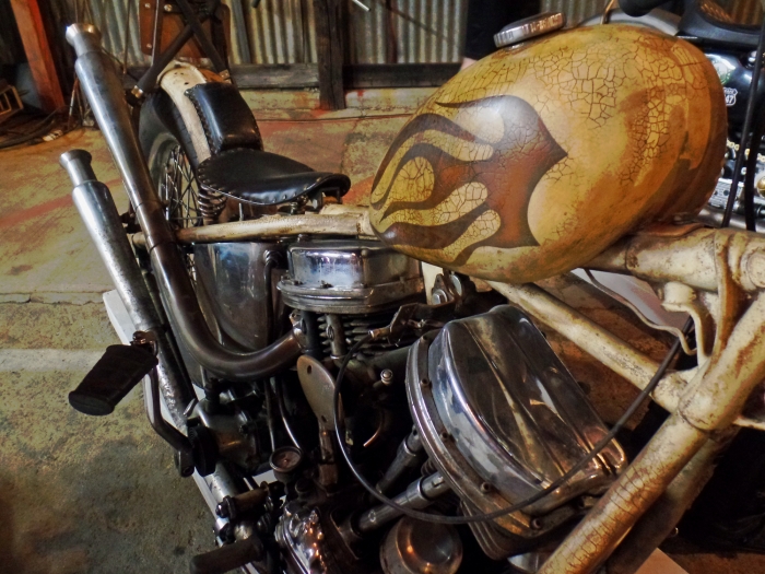 Panhead Harley with 50 years of Patina
