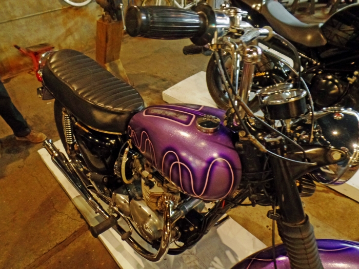 Vintage Triumph Daytona with vintage purple paint job