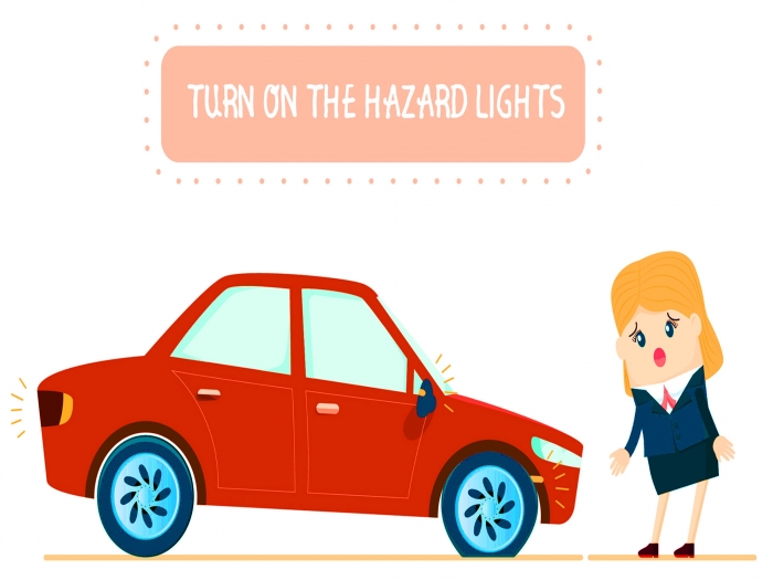 Turn hazard lights on for safety