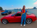 Last gen. Mazda RX-7 pairs with a girl straight out of Saved By the Bell